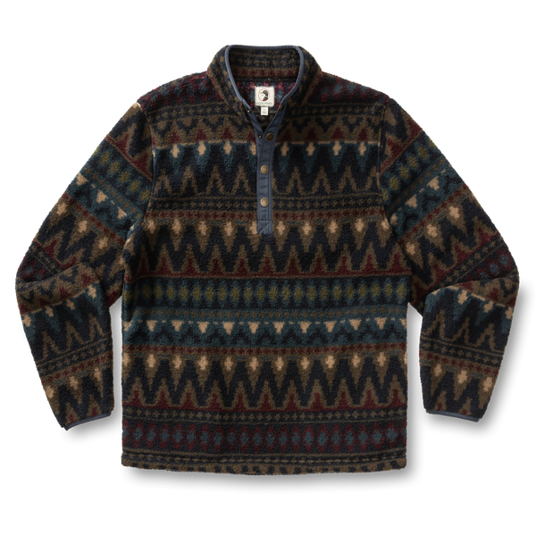 Pineview Fleece 1/4 Snap Pullover - Wicks Print - Navy