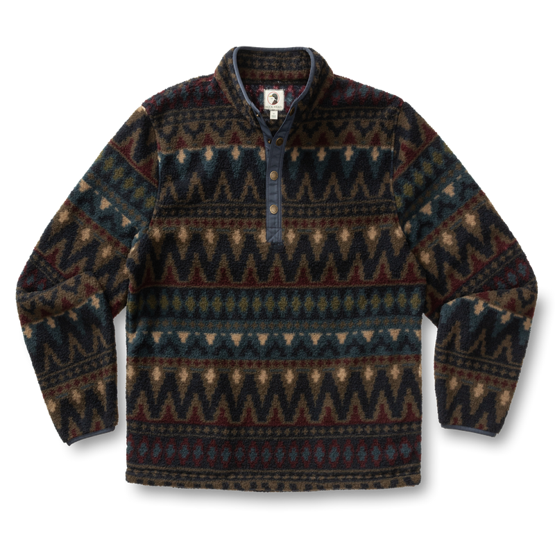 Pineview Fleece 1/4 Snap Pullover - Wicks Print - Navy