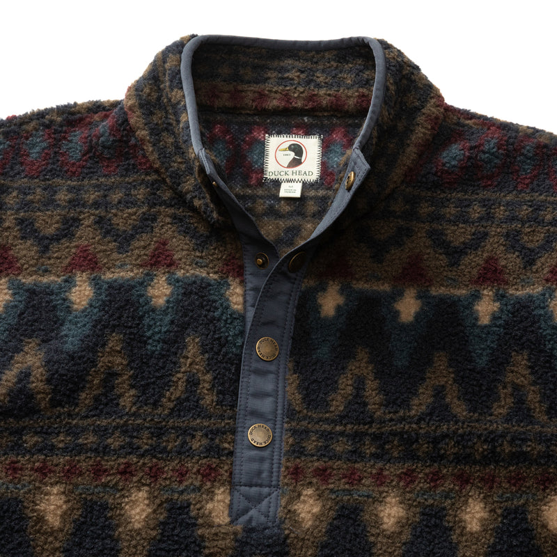 Pineview Fleece 1/4 Snap Pullover - Wicks Print - Navy