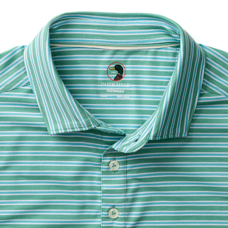 Summerford Performance Jersey Polo - Pierce Stripe - Aspen Green