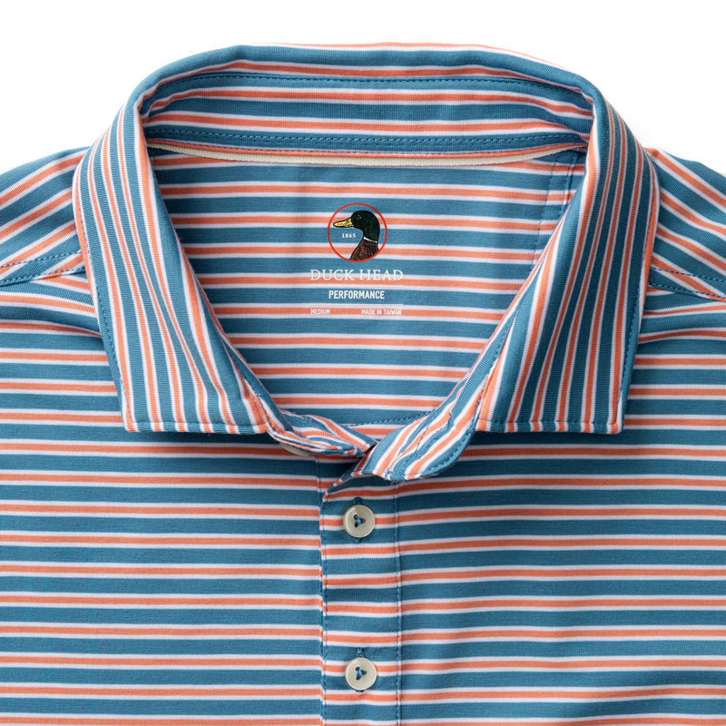 Summerford Performance Jersey Polo - Pierce Stripe - Sunwashed Blue