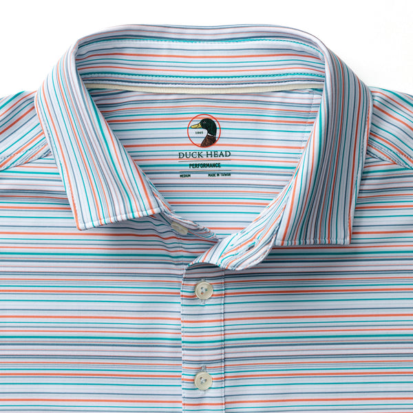 Long Drive Performance Polo - Neil Stripe - Sky Blue