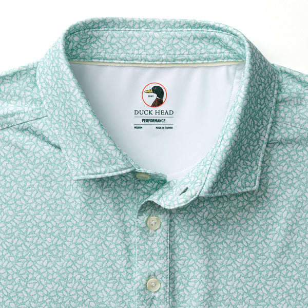 Long Drive Performance Polo - Bay Floral Print - Seafoam Green