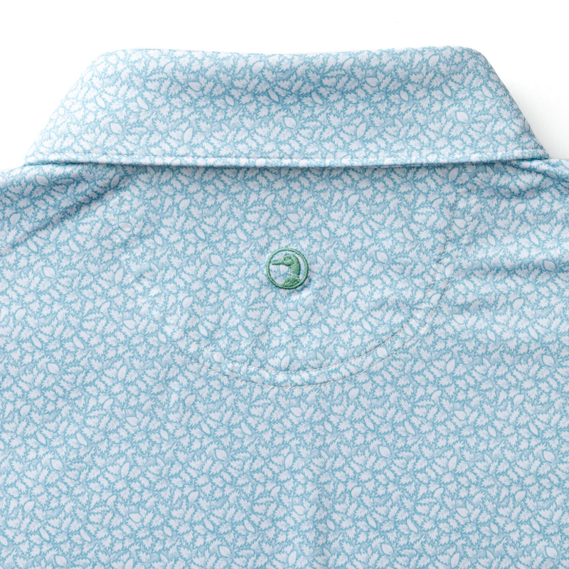 Long Drive Performance Polo - Bay Floral Print - Sky Blue