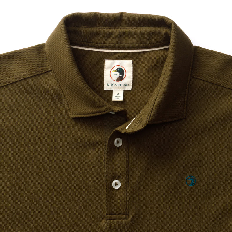 Hanover Pima Cotton Pique Polo - Dark Olive