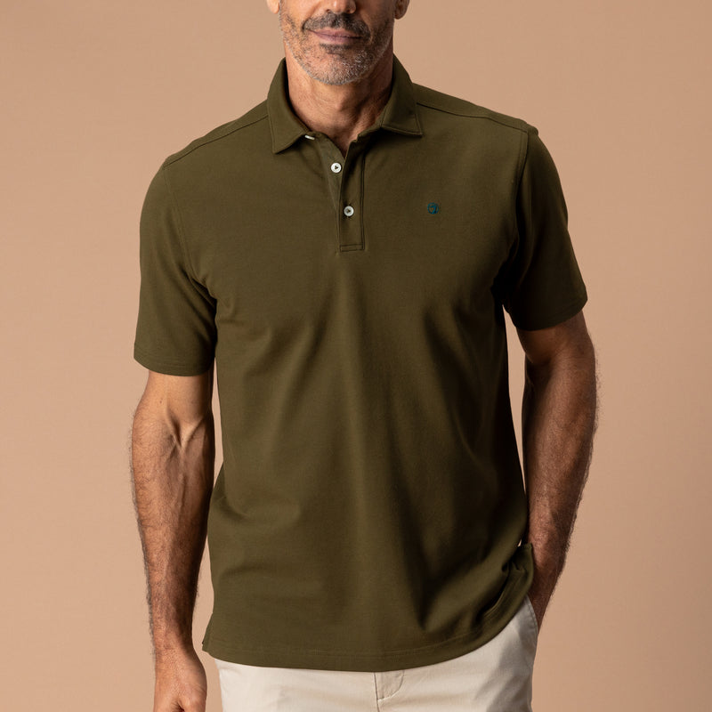 Hanover Pima Cotton Pique Polo - Dark Olive