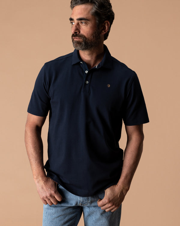 Hanover Pima Cotton Pique Polo - Deep Navy