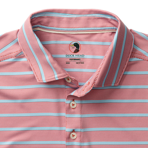 Long Drive Performance Polo - Eldred Stripe - Rosewood