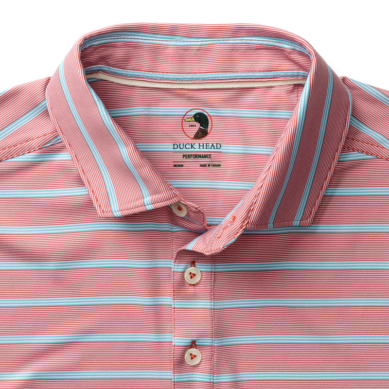 Long Drive Performance Polo - Eldred Stripe - Rosewood