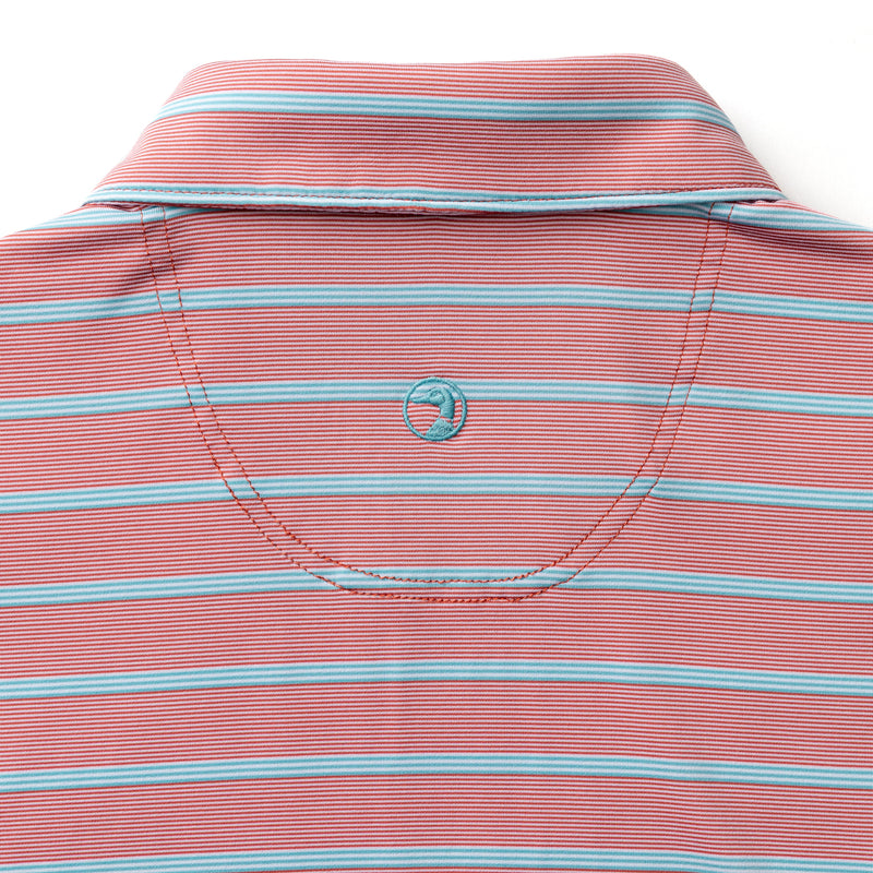 Long Drive Performance Polo - Eldred Stripe - Rosewood