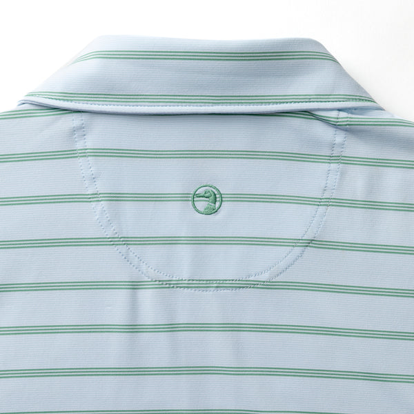 Long Drive Performance Polo - Eldred Stripe - Sky Blue