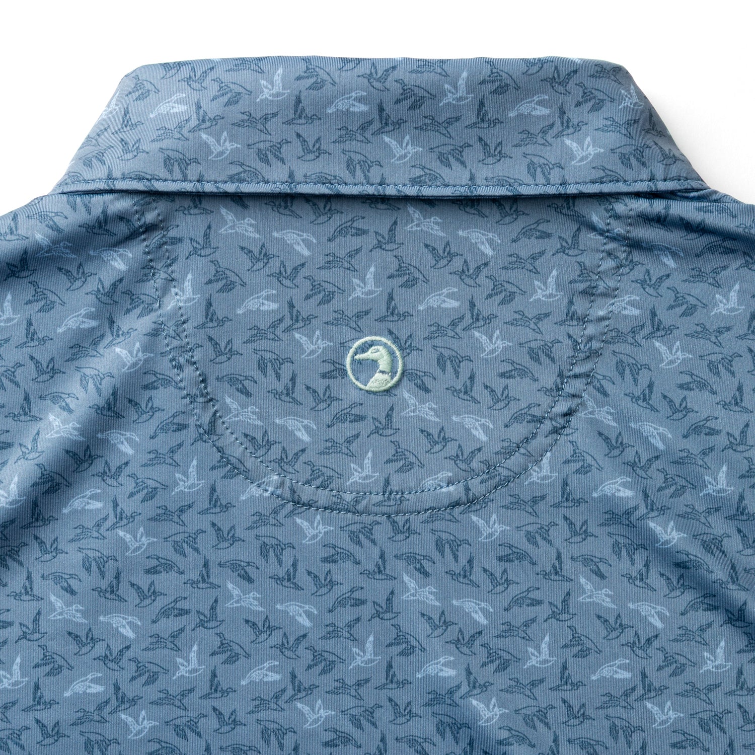 Long Drive Performance Polo - Wingbeat Print - Chambray Blue
