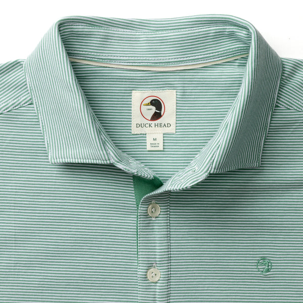 Hanover Pima Cotton Jersey Polo - Blaine Stripe - Aspen Green