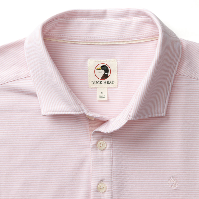 Hanover Pima Cotton Jersey Polo - Blaine Stripe - Pale Pink