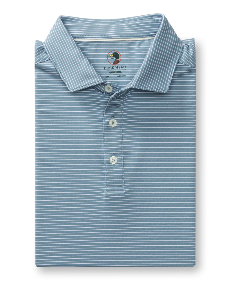 Long Drive Performance Polo - Whit Stripe - Windblown Sky