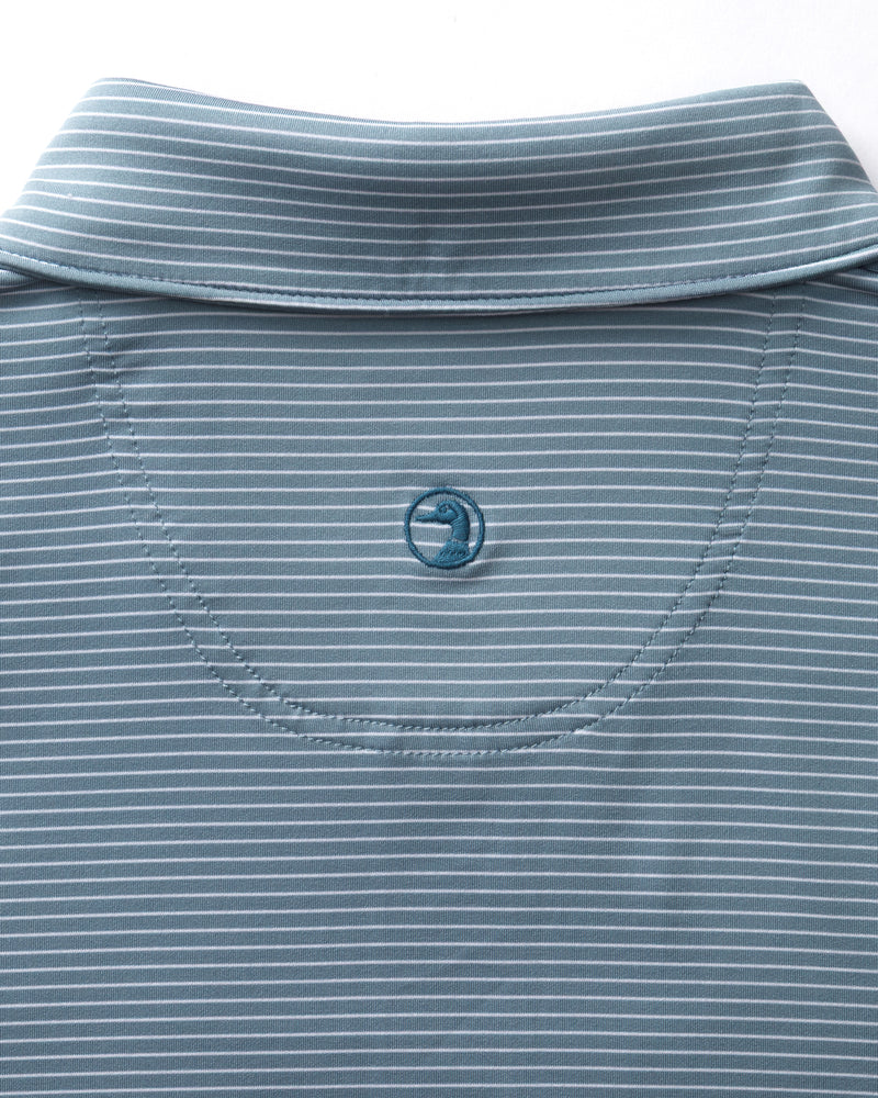 Long Drive Performance Polo - Whit Stripe - Windblown Sky