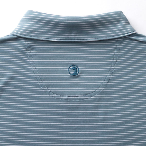 Long Drive Performance Polo - Whit Stripe - Windblown Sky