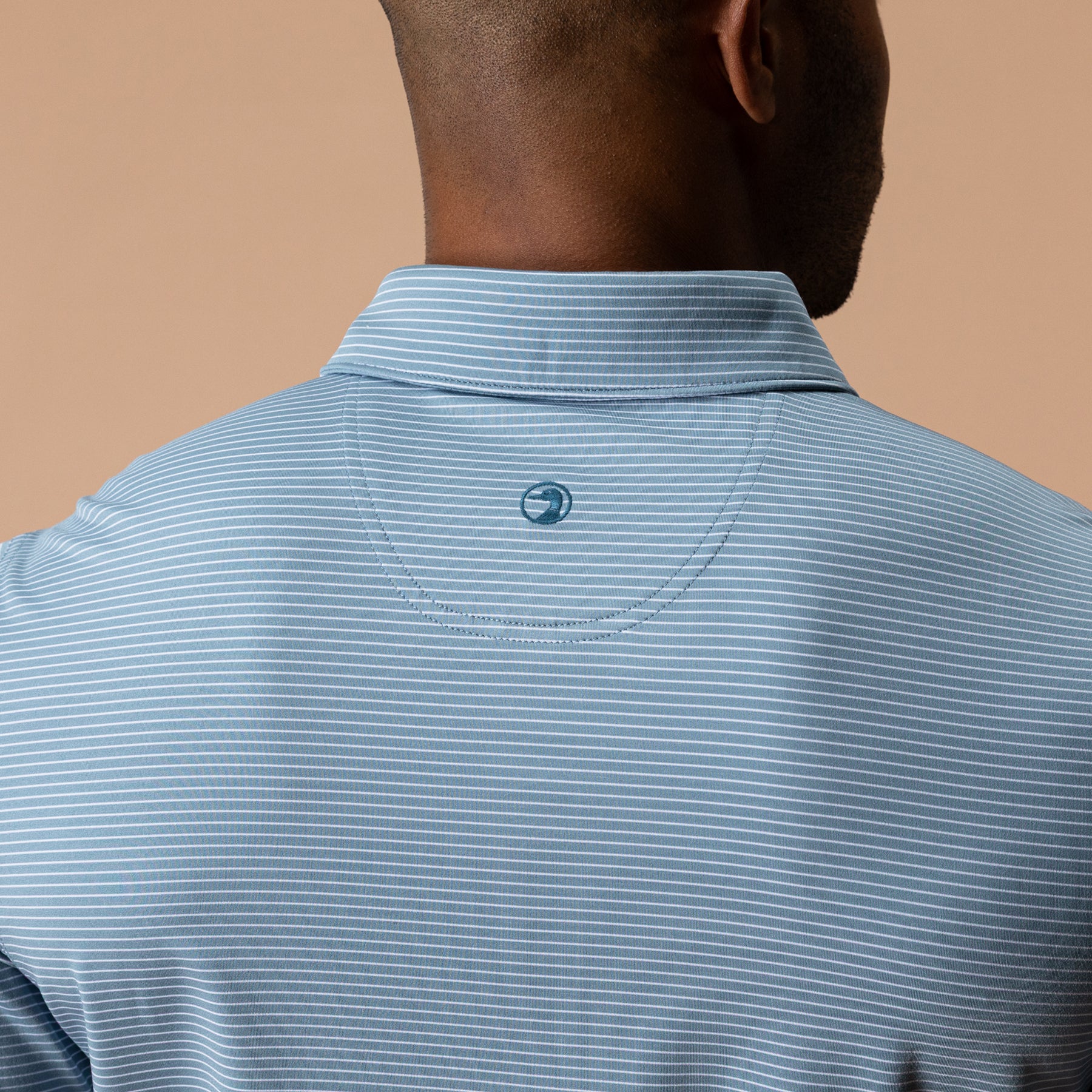 Long Drive Performance Polo - Whit Stripe - Windblown Sky