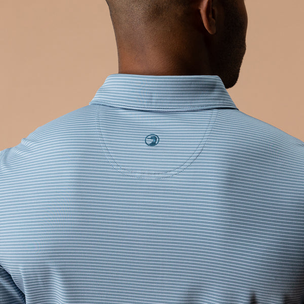 Long Drive Performance Polo - Whit Stripe - Windblown Sky