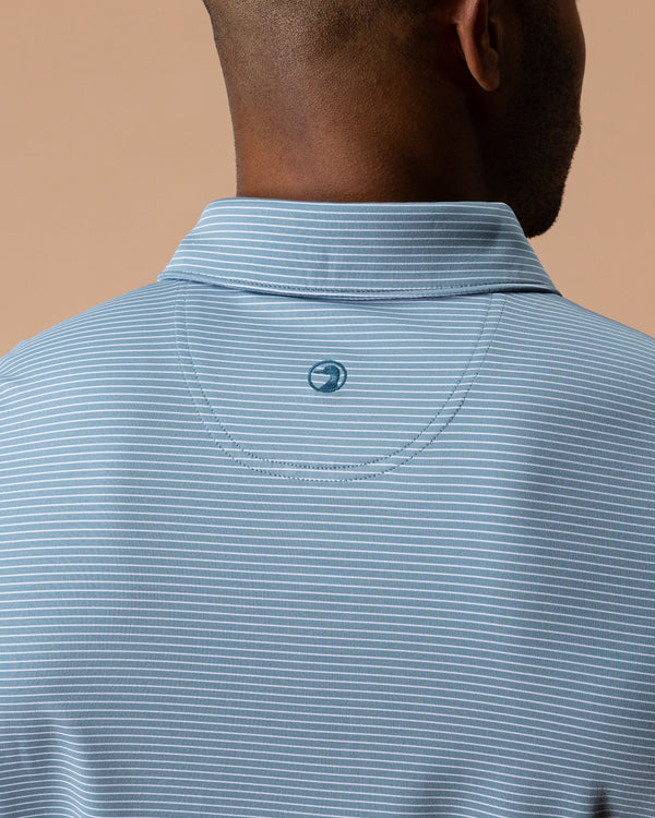 Long Drive Performance Polo - Whit Stripe - Windblown Sky