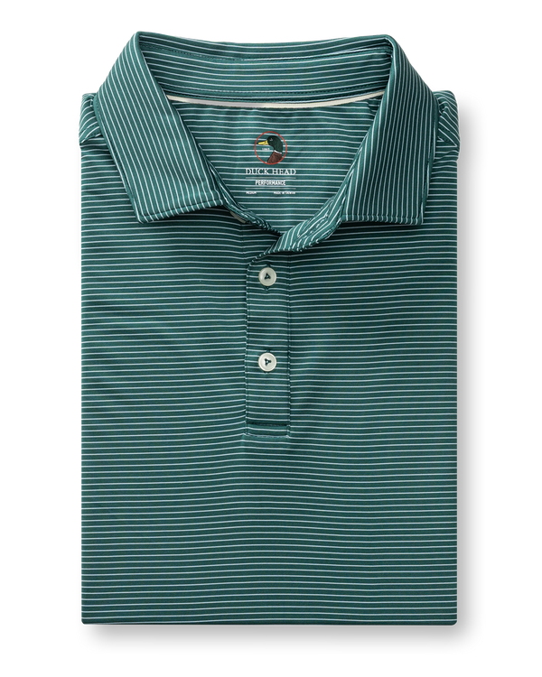 Long Drive Performance Polo - Whit Stripe - Midnight Teal
