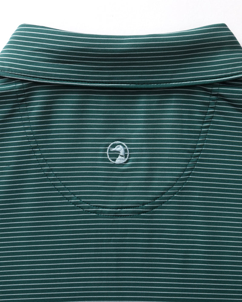 Long Drive Performance Polo - Whit Stripe - Midnight Teal
