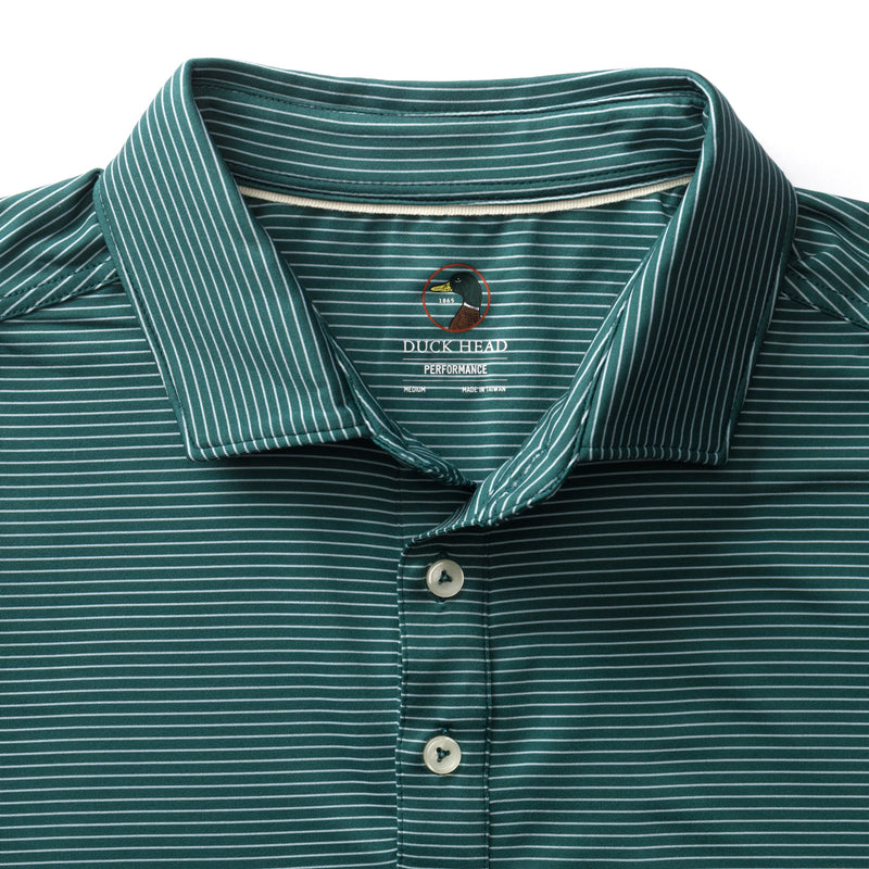 Long Drive Performance Polo - Whit Stripe - Midnight Teal