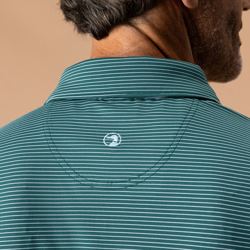 Long Drive Performance Polo - Whit Stripe - Midnight Teal
