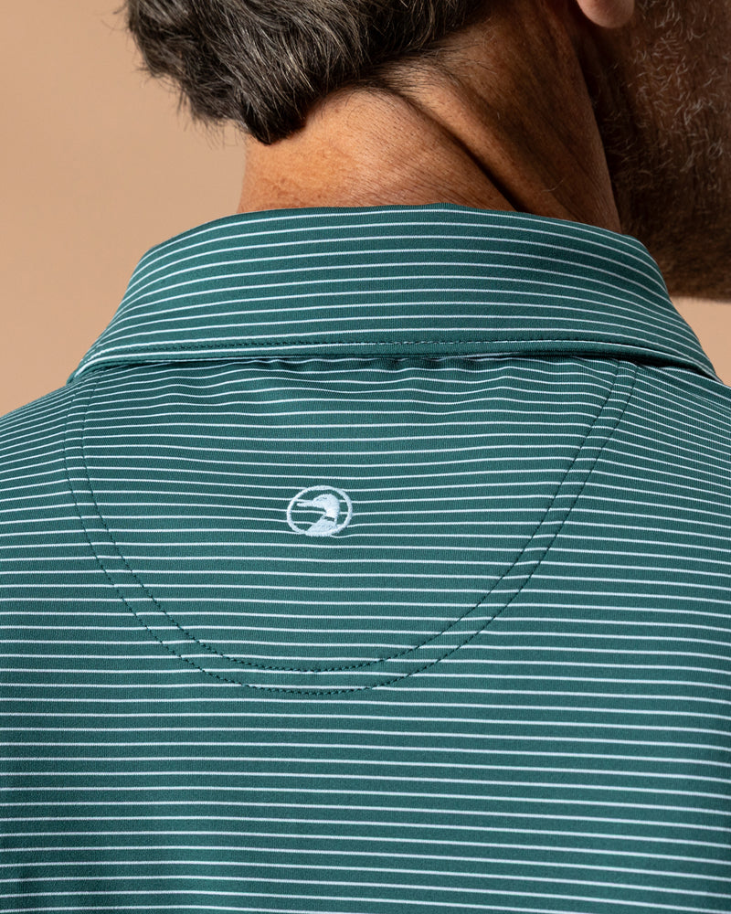 Long Drive Performance Polo - Whit Stripe - Midnight Teal