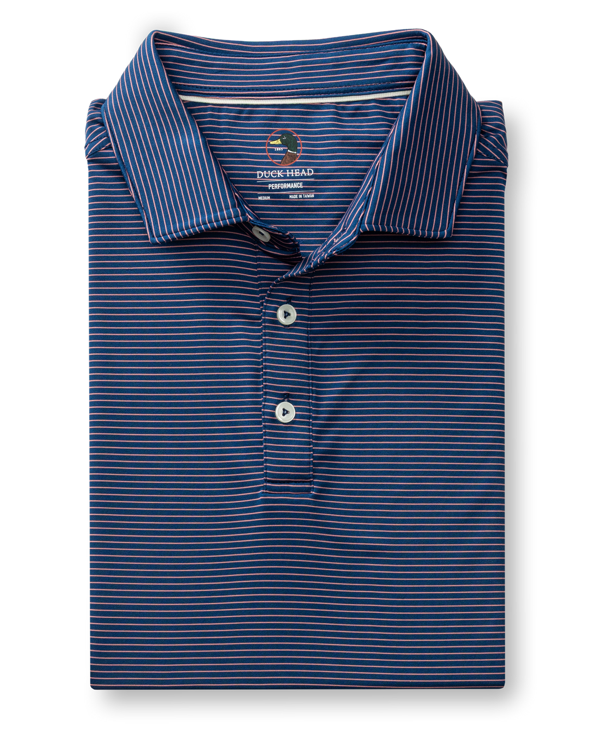Long Drive Performance Polo - Whit Stripe - Navy Peony
