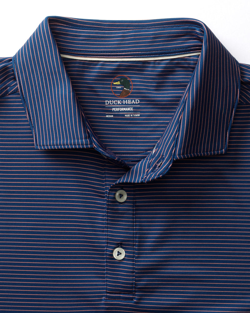 Long Drive Performance Polo - Whit Stripe - Navy Peony