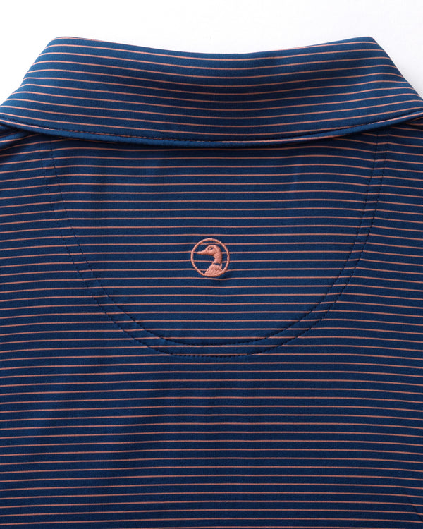 Long Drive Performance Polo - Whit Stripe - Navy Peony