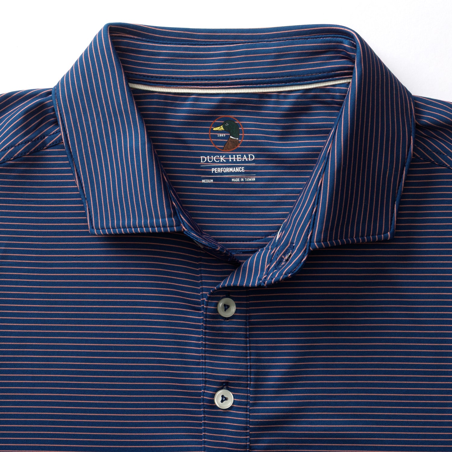 Long Drive Performance Polo - Whit Stripe - Navy Peony