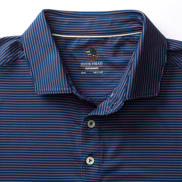 Long Drive Performance Polo - Whit Stripe - Navy Peony