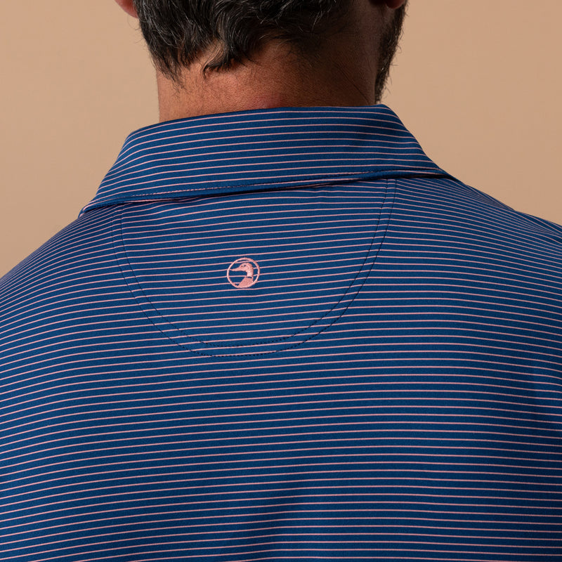 Long Drive Performance Polo - Whit Stripe - Navy Peony