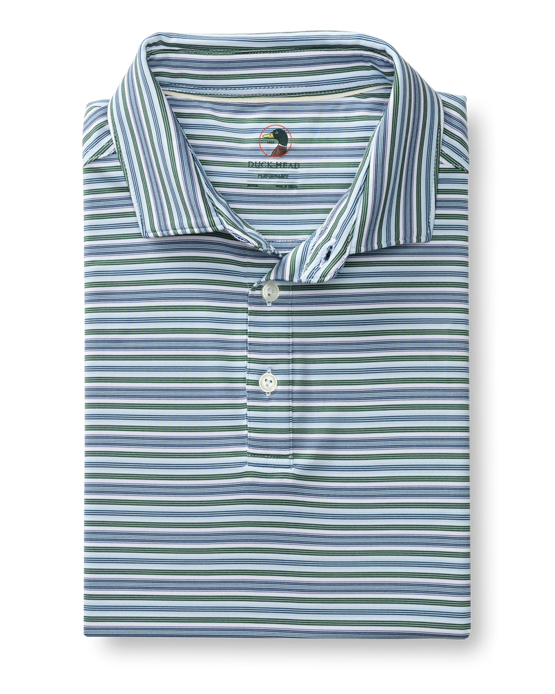 Long Drive Performance Polo - Caro Stripe - Hunter Green