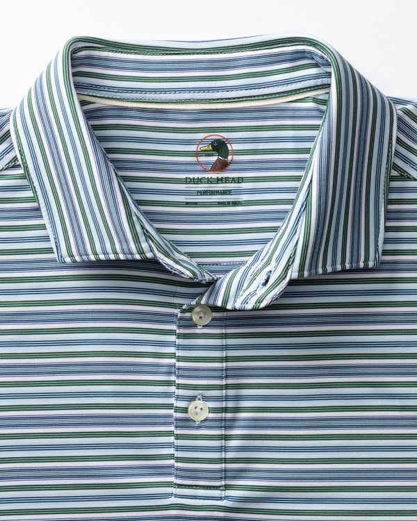 Long Drive Performance Polo - Caro Stripe - Hunter Green
