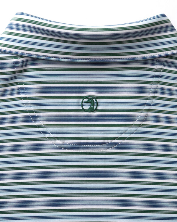 Long Drive Performance Polo - Caro Stripe - Hunter Green