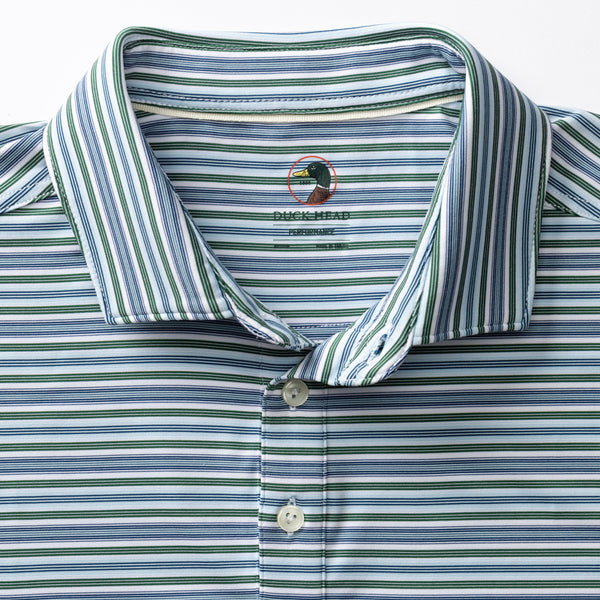Long Drive Performance Polo - Caro Stripe - Hunter Green