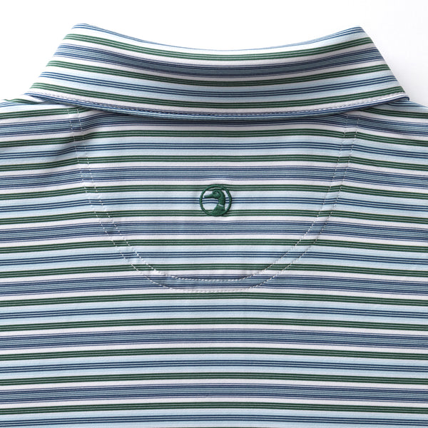 Long Drive Performance Polo - Caro Stripe - Hunter Green