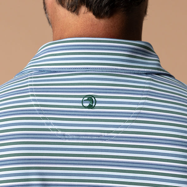 Long Drive Performance Polo - Caro Stripe - Hunter Green