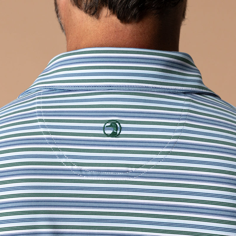 Long Drive Performance Polo - Caro Stripe - Hunter Green