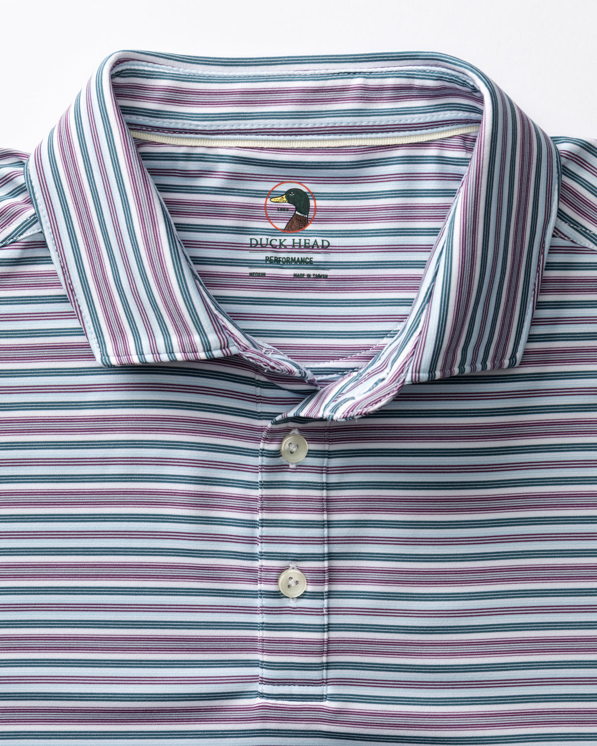 Long Drive Performance Polo - Caro Stripe - Aubergine