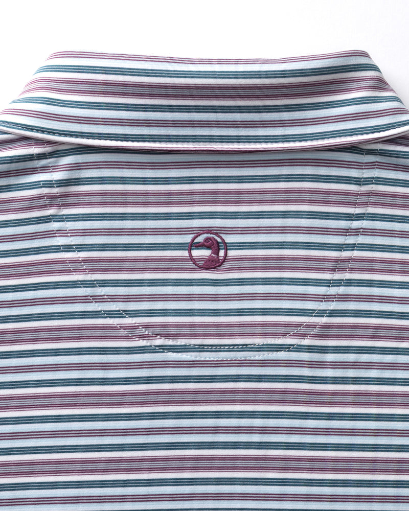 Long Drive Performance Polo - Caro Stripe - Aubergine