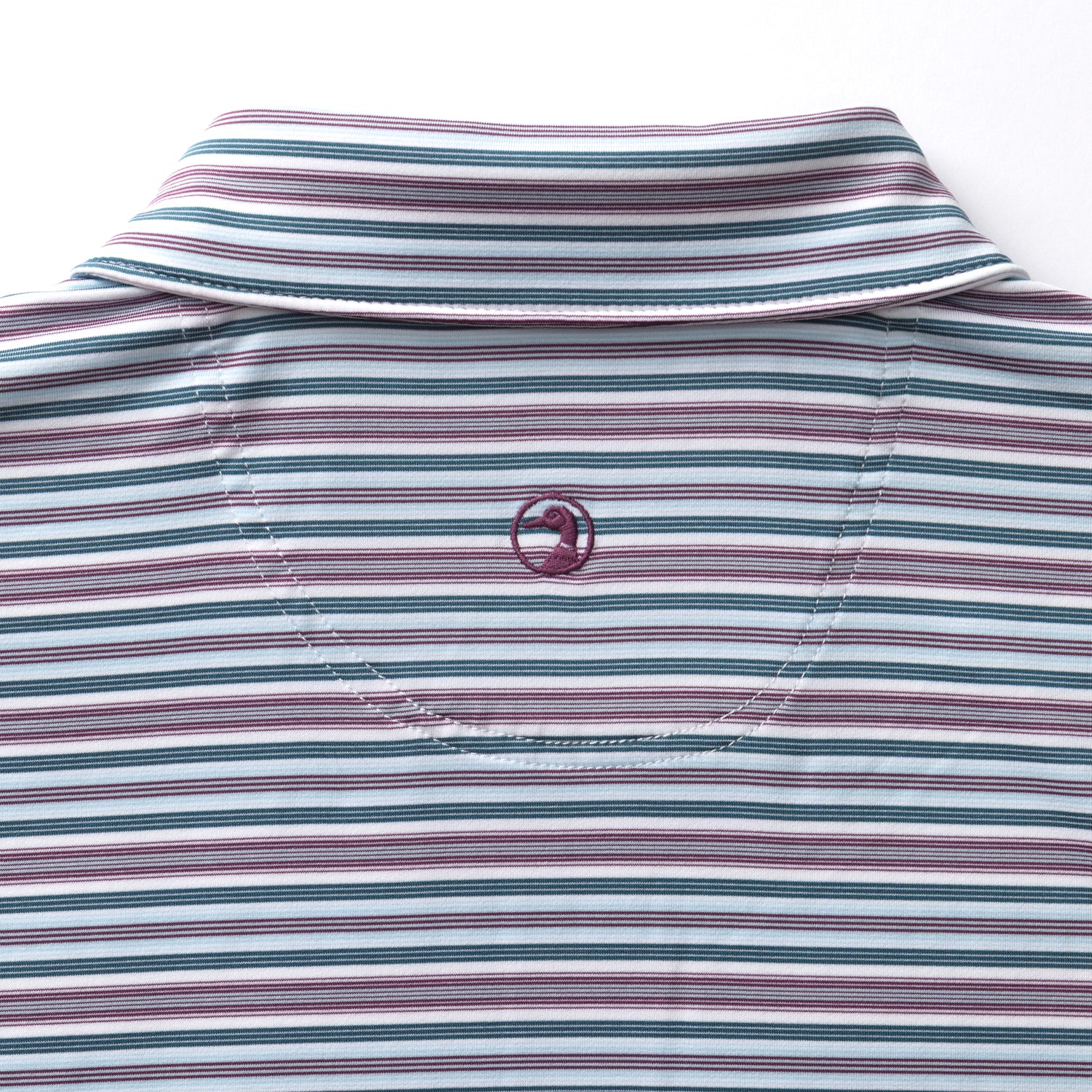 Long Drive Performance Polo - Caro Stripe - Aubergine