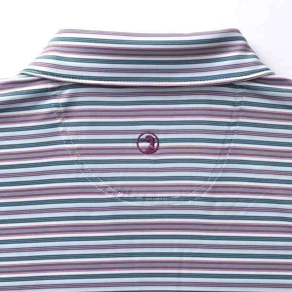 Long Drive Performance Polo - Caro Stripe - Aubergine
