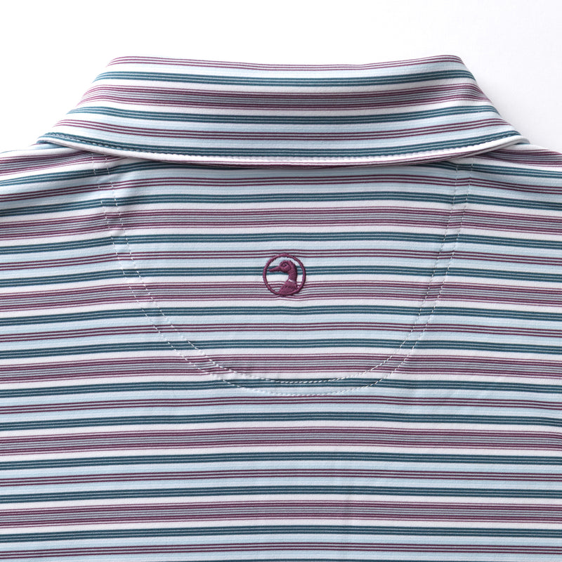 Long Drive Performance Polo - Caro Stripe - Aubergine