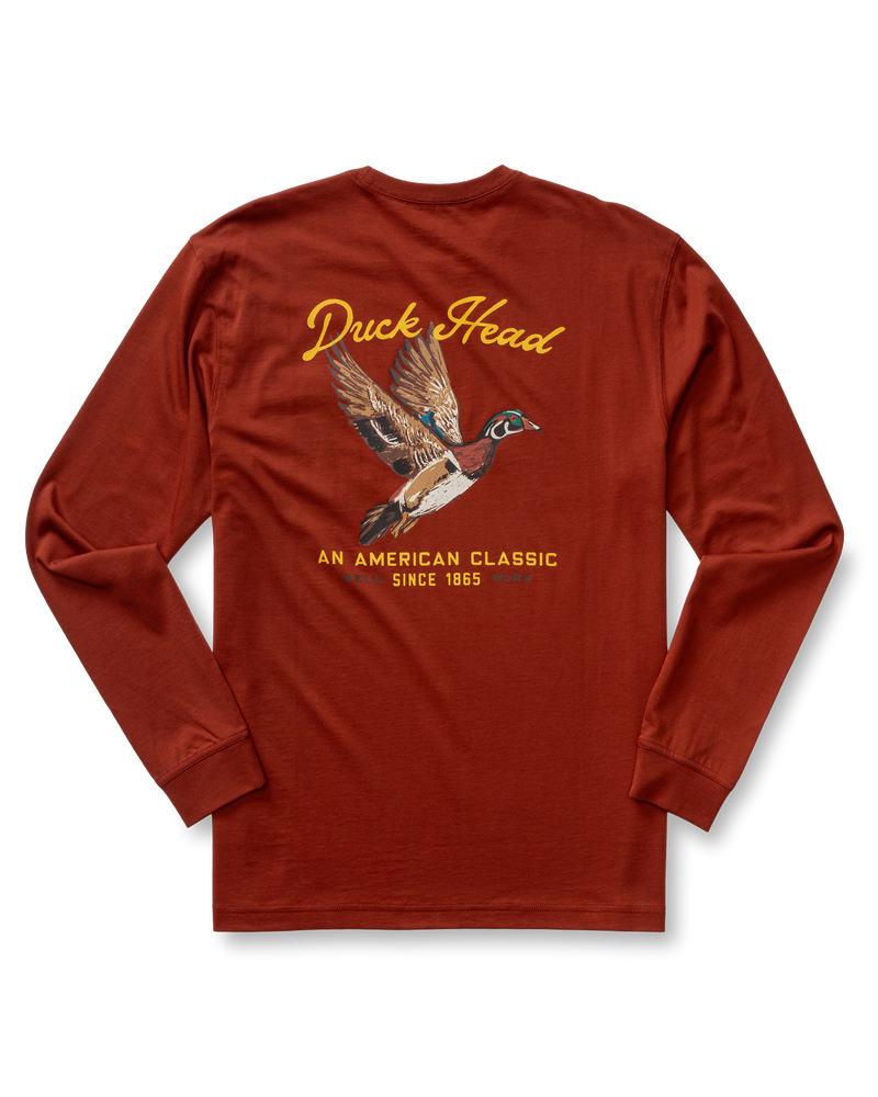 Flying Wood Duck T-Shirt - Brandy Brown