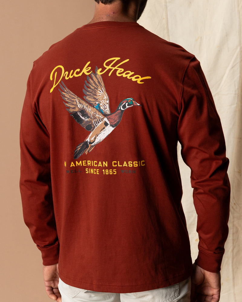 Flying Wood Duck T-Shirt - Brandy Brown
