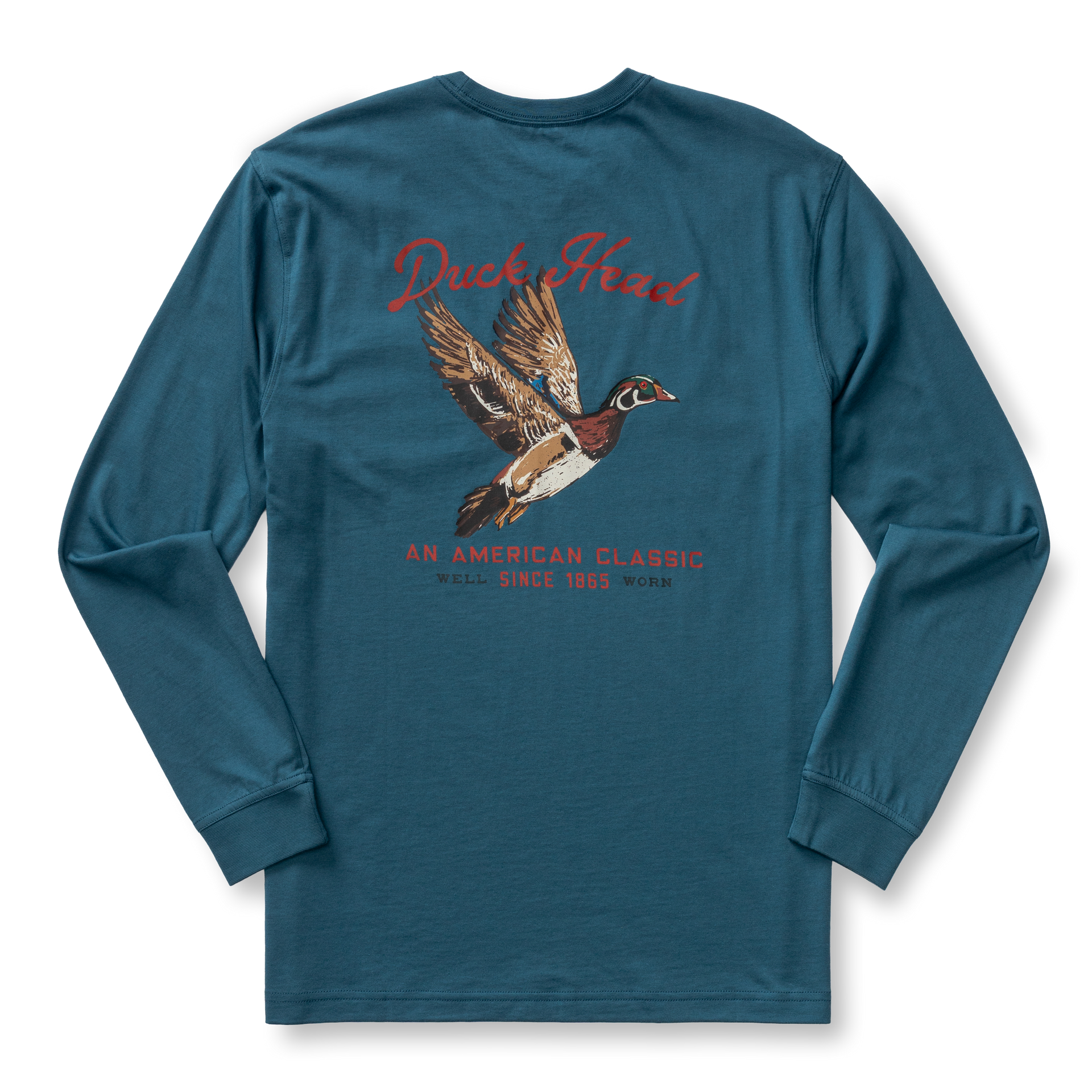 Flying Wood Duck T-Shirt - Stormy Teal